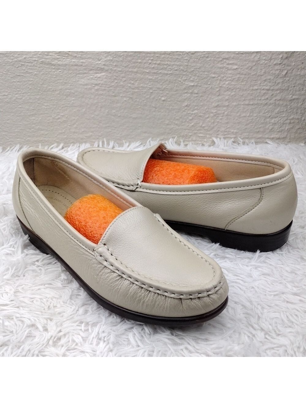 SAS Tripad Comfort Foot Bed Pearl Leather  Almond Toe Low Heel Slip On Loafer